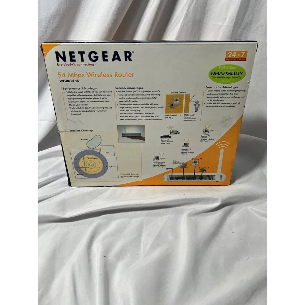 Netgear WGR614 V5 54 Mbps 4-Port Wireless Router Works With Everything Included - Picture 3 of 16